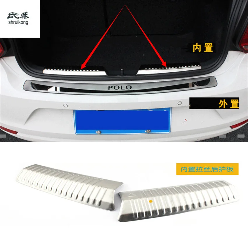 

2pcs/lot for 2011-2016 Volkswagen VW POLO hatchback Stainless Steel back rear trunk inside Protection decoration cover sequins