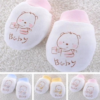 

Baby Mitts Newborn Cartoon Printing Gloves Protection Face Cotton Anti Scratching 0-3 Month Anti-grasping Gloves Infant Supplies