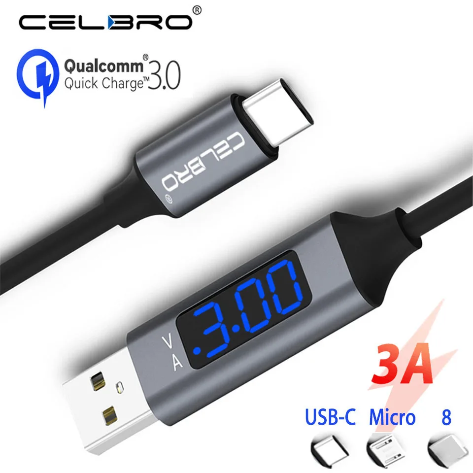 

Led Micro Usb Type C Cable Fast Quick Charge QC 3.0 Kabel Cavo for Xiaomi Mi 9t 9 SE A3 CC9 Redmi 8 8A K20 Pro Usb Charger Cable