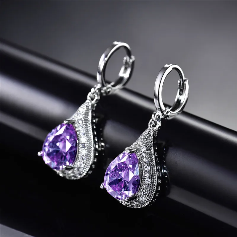 BUDONG Infinity женские длинные в форме слезы Серебряная сережка циркониевые серьги с