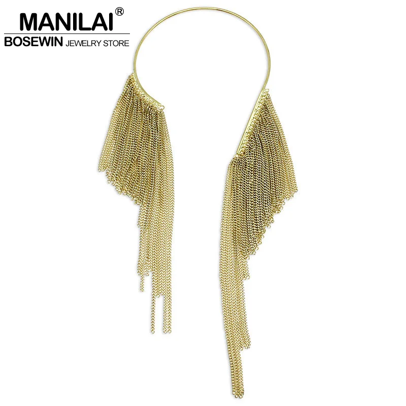 MANILAI Alloy Torques Choker Long Chain Tassel Maxi Necklace Women Accessories Collar Cluster Statement Necklaces & Pendants MANILAI Alloy Torques Choker Long Chain Tassel Maxi Necklace Women Accessories Collar Cluster Statement Necklaces & Pendants