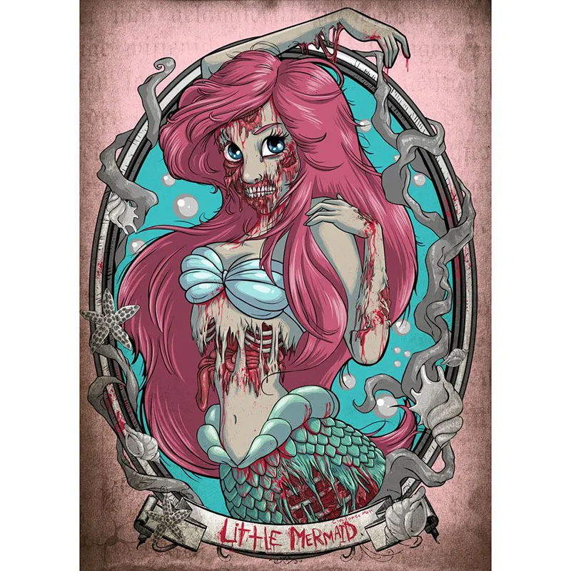 

5D DIY Full Square,Round Diamond painting Embroidery -Horror mermaid- Cross Stitch Rhinestone Mosaic Decor Gift LFW