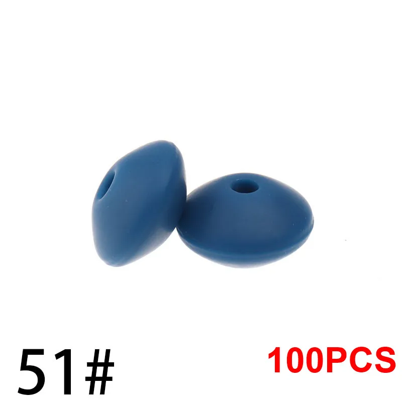 QHBC 12*7 мм Прорезыватель для зубов 100 бусины в форме чечевицы силиконовый жемчуг BPA бесплатно детский кусающий Прорезыватель для зубов ожерелье пищевого класса мама игрушки для кормления - Цвет: 51 Sapphire