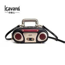 Kavard Marca 2017 Retro Radio Forma de Señoras Lindo Bolso Bandolera Bolsa de Mensajero Roca Bolso Crossbody embrague bolsa feminina