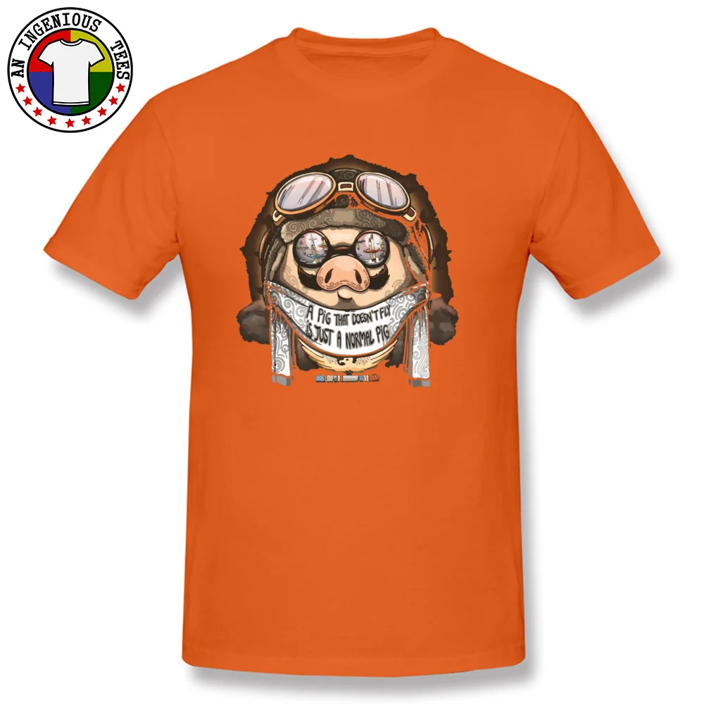 Funny 100% Cotton Summer Tees Funny Short Sleeve Male T-Shirt 3D Printed Lovers Day T Shirt O-Neck Free Shipping A pig that doesnt fly is just a normal pig  orange