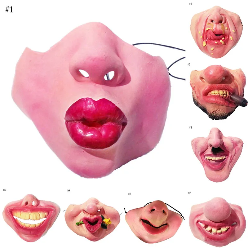 

Halloween mask Party mask Ugly shape Funny style for adults and children Latex Red lips Mustache Big mouth Surprising Show 2018