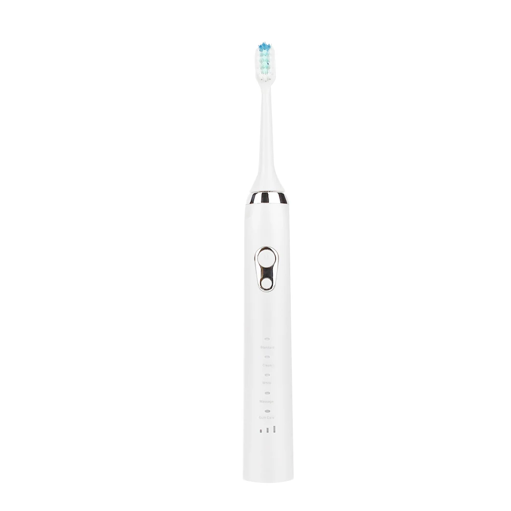 Gustala TB602 Беспроводной перезаряжаемый звуковой электрический Зубная щётка IPX7 Водонепроницаемый, способный преодолевать Броды для взрослых ультразвуковая зубная щетка с 2 насадка для зубных щеток - Цвет: White