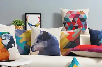 

Nordic color intrigue geometric pillow ,geometric cushion ,Linen pillowcase,sofa cushions home decorative Pillows