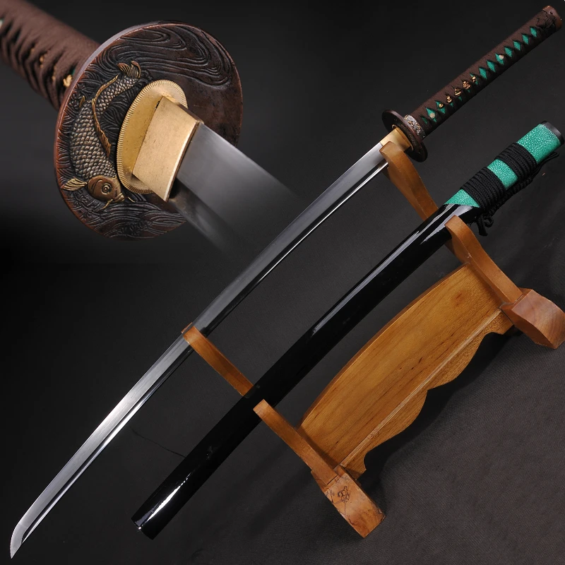 100 手作り刀日本刀ダマスカス折り畳ま鋼と手細かいポリッシュfull Tang Blade機能リアル刀 Damascus Folding Katana Japanesekatana Japanese Sword Aliexpress
