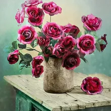 Цветы на деревянном столе ручная роспись креативная цифровая картина маслом 24 Цвета Пигмент Кисть DIY живопись по номеру