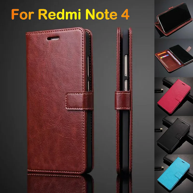 

Luxury Card Holder Phone Case For Xiaomi Redmi Note 4 Leather Flip Cover Case For Xiaomi Redmi Note 4 5.5" Wallet Original Funda