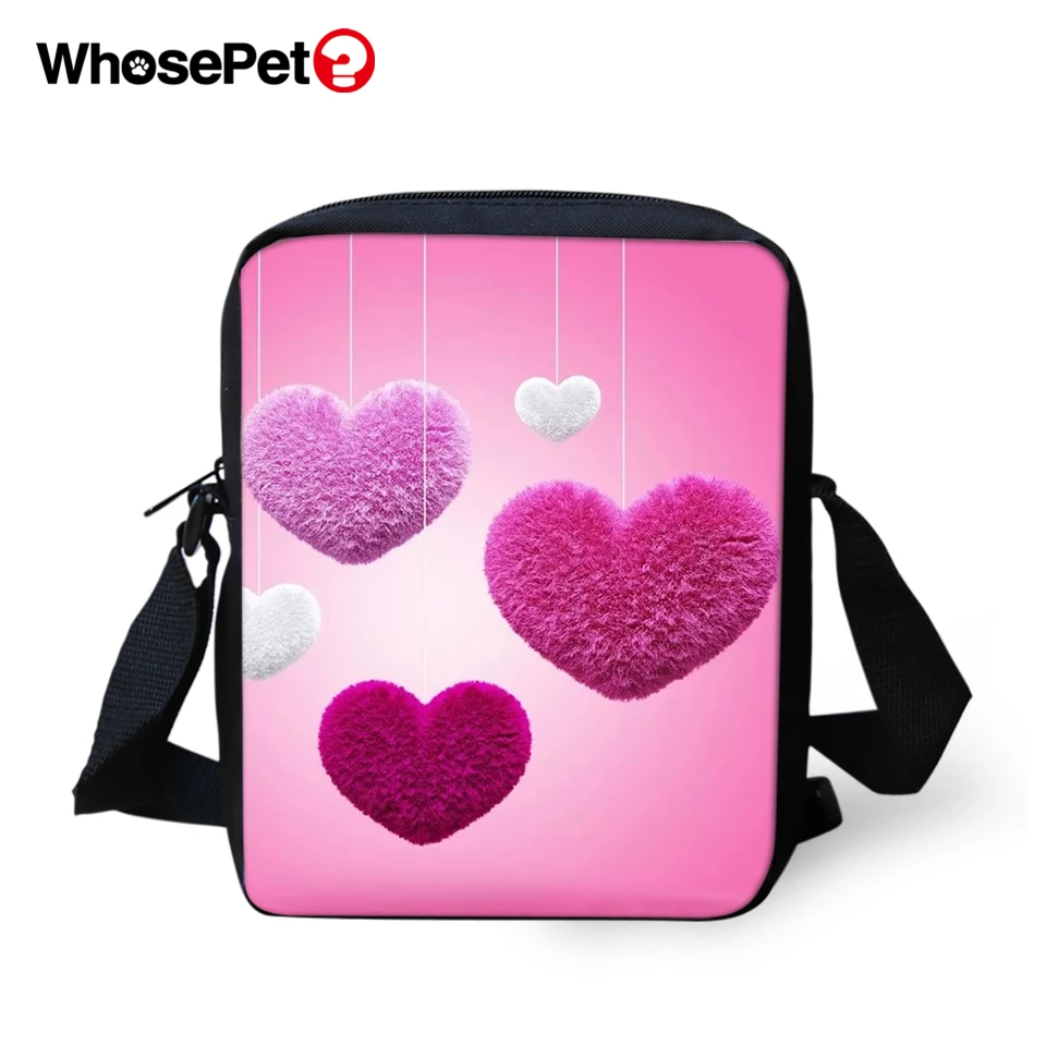 WHOSEPET Women Messenger Bags Love Heart Pattern Cross Body Flowers Girls Shoulder Flaps Small Purse Phone Coin | Багаж и сумки