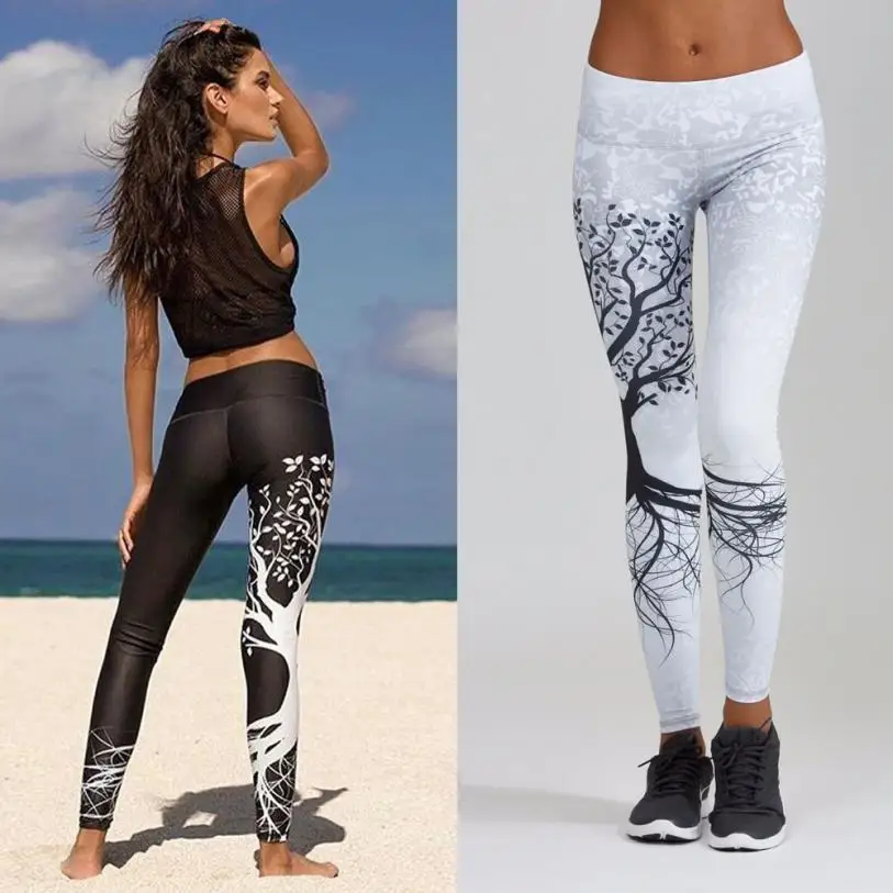 

fashion Woman jeans Women Printed Workout Fitness Exercise high waist Pants 7.13