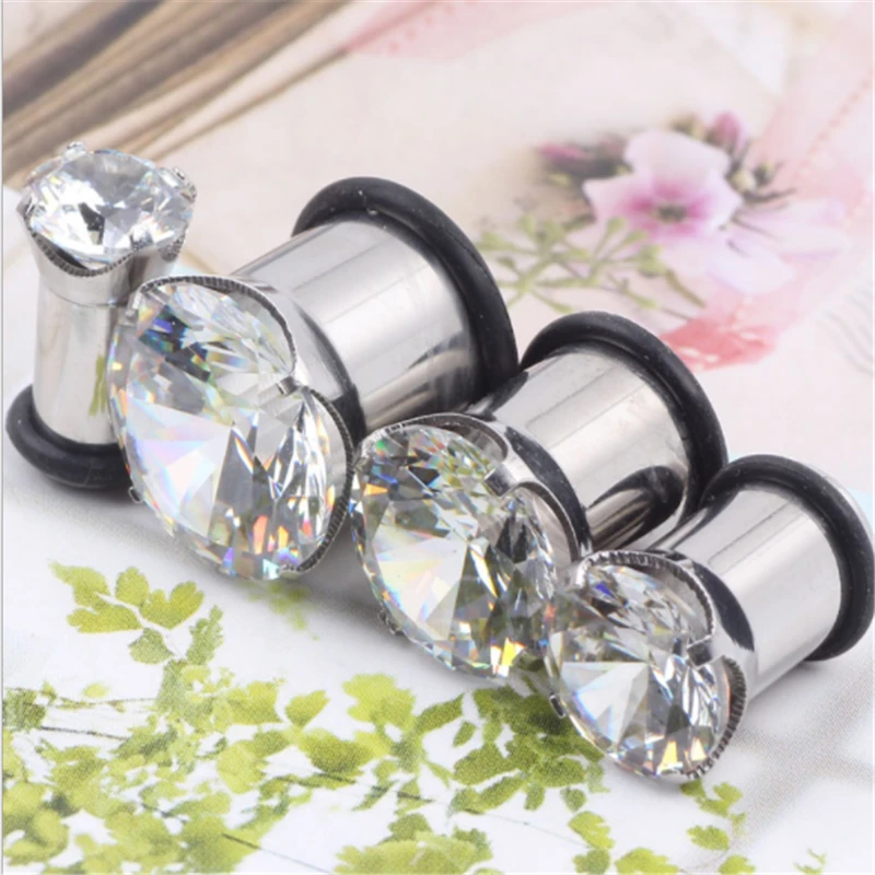 1PCS New Arrival Stainless Steel Ear Gauge And Plug Crystal Women Men Flesh Tunnel Expansion Body Piercing Jewelry | Украшения и
