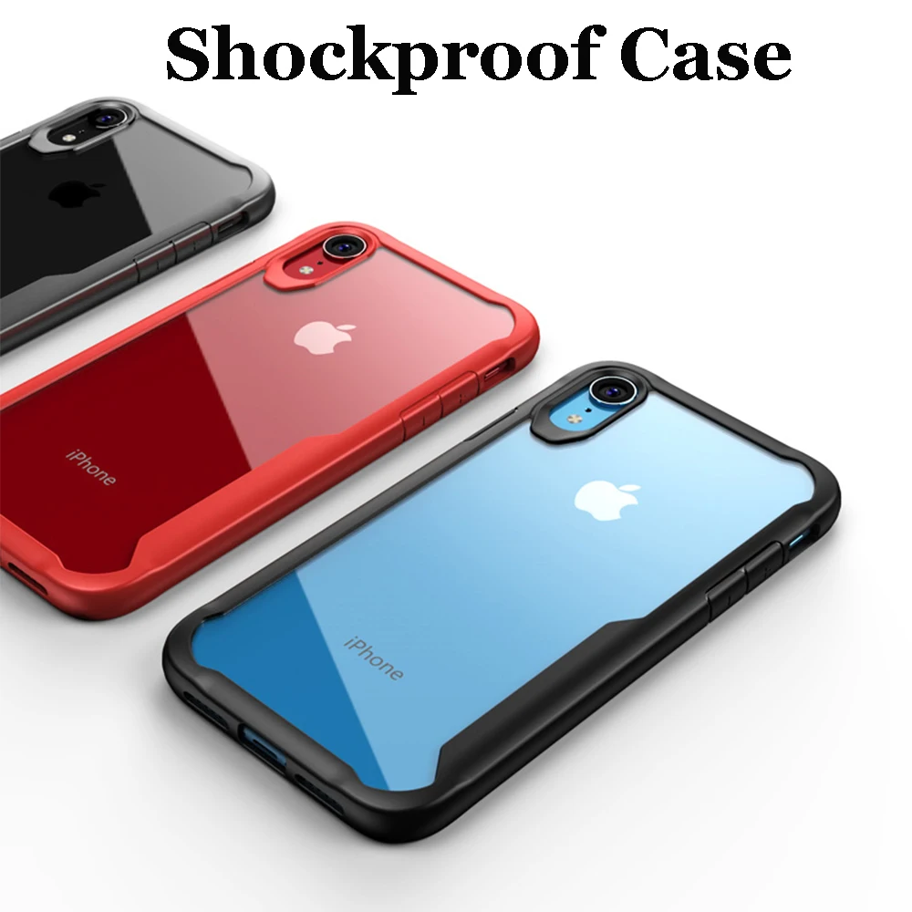 Shockproof Armor Case for iPhone Xr Xs 8 7 Plus Transparent Cover X 6 6S 5s SE XS Max Luxury Silicone Clear | Мобильные телефоны и