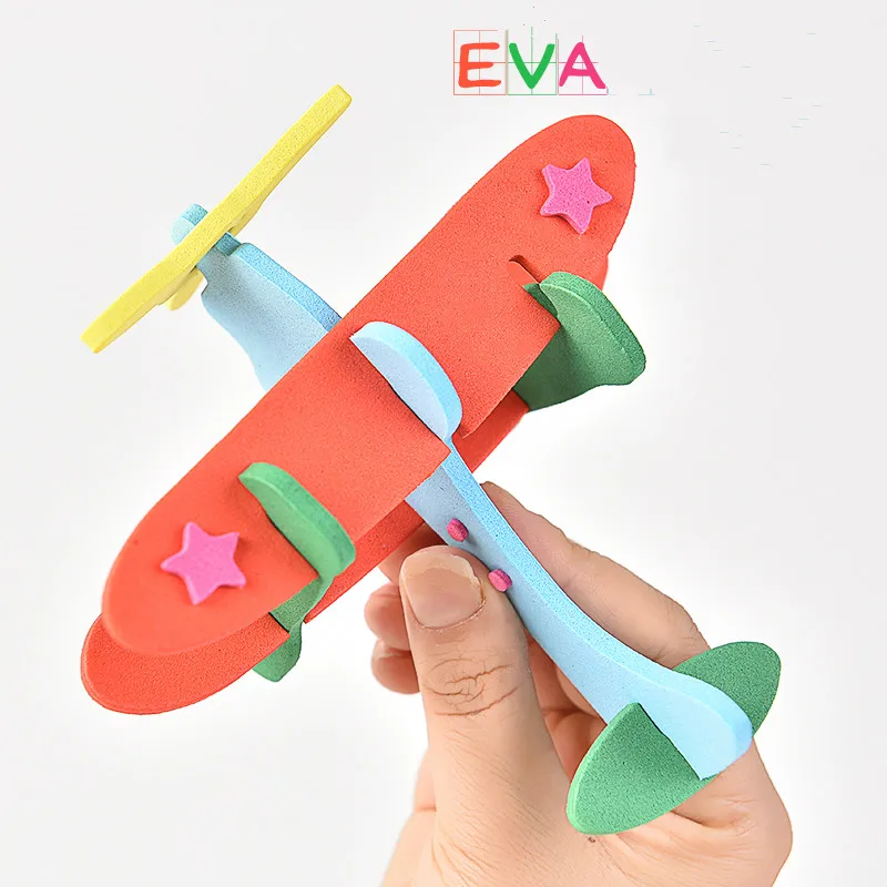 

1pcs EVA 3D stereo puzzle Plane children creative DIY assembly flight model boy hand-assembled puzzle toy Color random