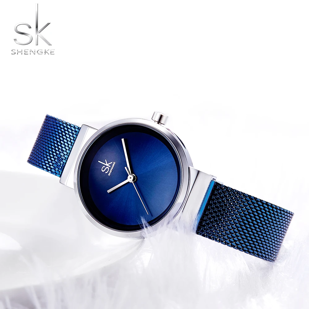 

Shengke Blue Wrist Watch Women Watches Luxury Brand Steel Ladies Quartz Women Watches 2018 Relogio Feminino Montre Femme