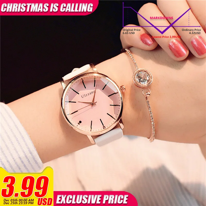 

Polygonal Dial Design Women Watches Luxury Fashion Dress Quartz Watch ulzzang Stylish Brand White Ladies Leather Wristwatch 2018