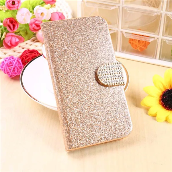 Для lenovo A5 роскошный флип-чехол для телефона из искусственной кожи для lenovo K320T оболочки блестящая Бриллиантовая задняя крышка для lenovo K320T Капа - Цвет: Gold With Diamond