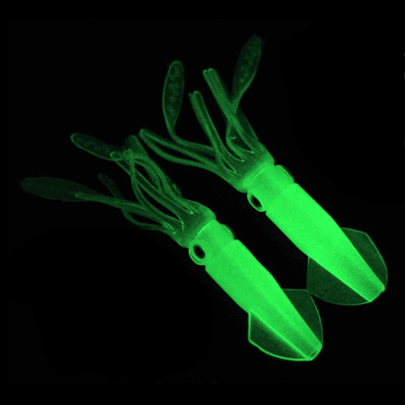 5Pcs Soft Plastic Octopus Squid Bodies Luminous Fishing Bait Fish Lure Set Saltwater Baits Green Lures Glow In Dark