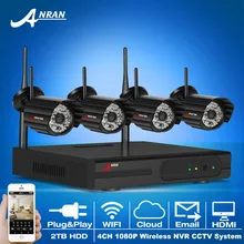 Подключи И Играй 4CH WI-FI NVR Комплект 1080 P 2.0 Мегапикселей HD Открытый 48IR Ночного Vison Ip-камера Видеонаблюдения Система 2 ТБ HDD