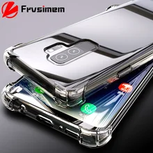 삼성 갤럭시 s8 s9 플러스 참고 9 8 s7 가장자리 + 커버 실리콘 소프트 케이스에 대 한 명확한 anti-knock 부드러운 실리콘 투명 shockproof(China)