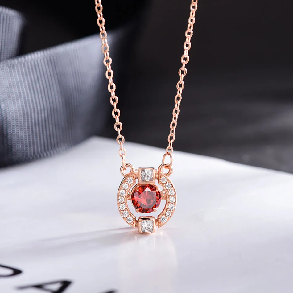 5Virgooer Necklace Women Top Quality Trendy Round 925 Sterling Silver Jewelry Pendant AAA CZ Necklace With 45Cm Chain Colgantes Mujer Moda