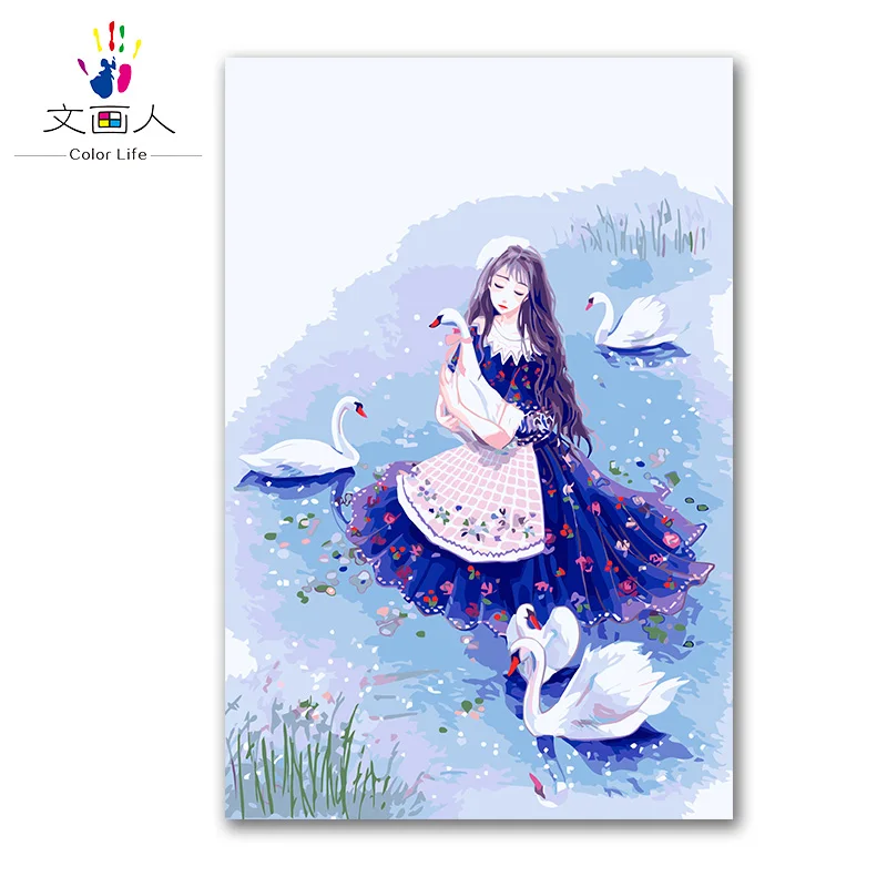 

cartoon character girl DIY digital oil painting by the number with kits birthday gift,canvas painting,chinese style
