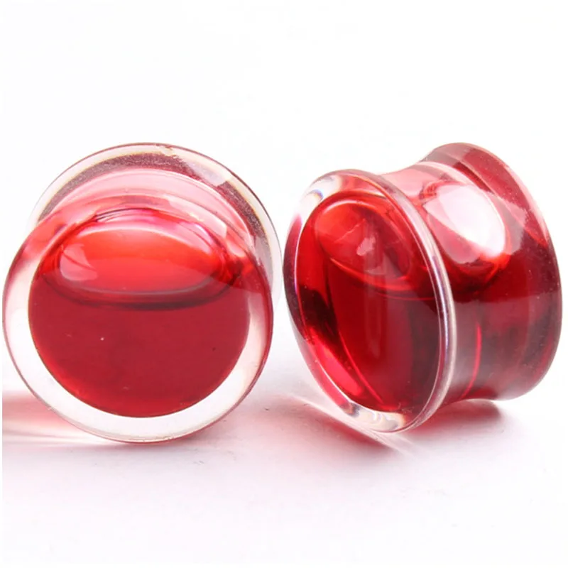 1 пара,, кровяные красные жидкие Заглушки для ушей, туннели для пирсинга, датчик седла, расширительный туннель для уха для женщин, Креативные украшения для тела