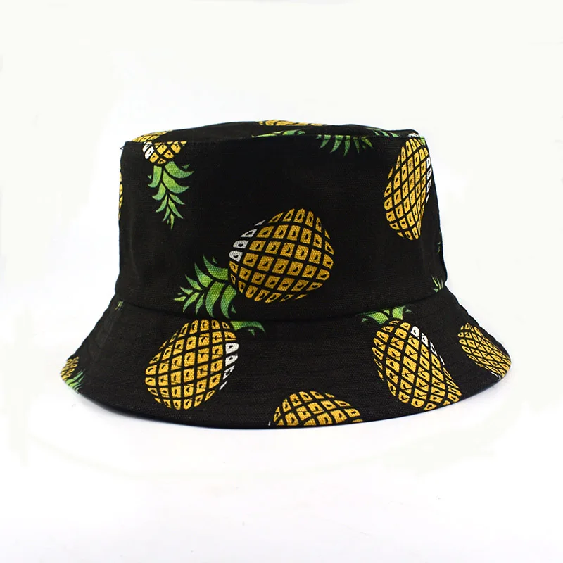 

unisex spring autumn pineapple bucket hat cotton fisherman cap fashion summer hats women men sun hat cool cheapu wholesale