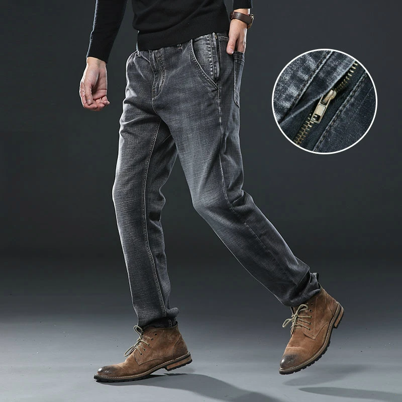 Mens Regular Fit Jeans Clothing Plus Male Autumn Elastic Stretch Denim Straight Leg Classic Cowboy Pants Big Size 40 42 44 46 48