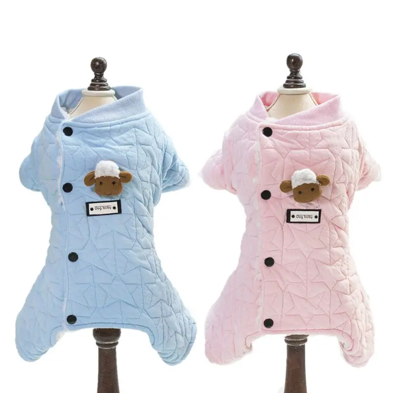 

2019 PeDog Solid Cute Pajamas Clothes Warm 4 FooSheep Pattern Coats for Puppy Autumn Winter Coats PeDog Winter Supplies