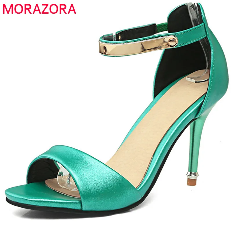 

MORAZORA 2020 new style women sandals sweet peep toe fashion shoes sexy pink party wedding shoes big size 34-43 high heel shoes