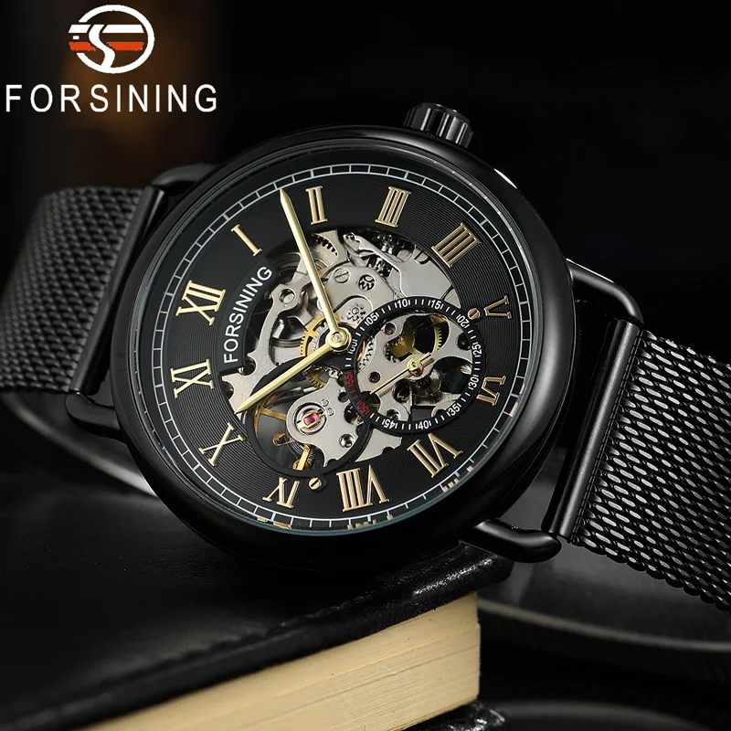 

FORSINING Mechanical Men Wristwatch Military Sport Male Clock Top Brand Luxury Stainless Steel Skeleton Waterproof Man Watch 029