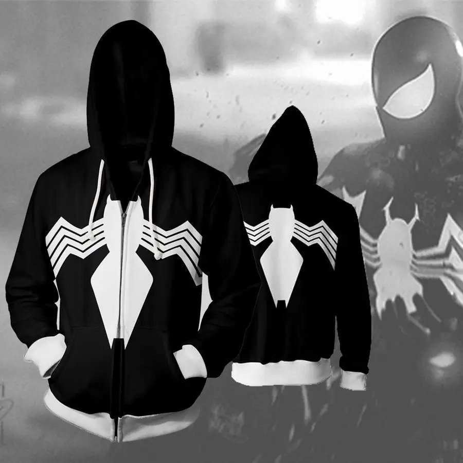 

Anime Symbote Black SpiderMan Cosplay Costume Hoodie Sweatshirt Jacket Coats Men and Women