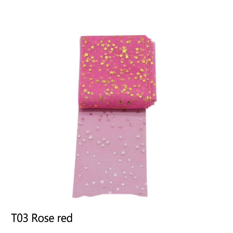 Модный рулон тюля с принтом в виде блестящих звезд 5 м для рукоделия, тканевые рулоны для рукоделия, свадебные украшения, праздничные вечерние принадлежности - Цвет: Rose red