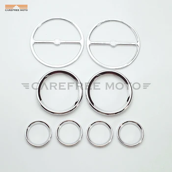 

8 Pcs Chrome Motorcycle Speedometer Gauges Bezels and Horn Cover Case for Harley Davidson Touring
