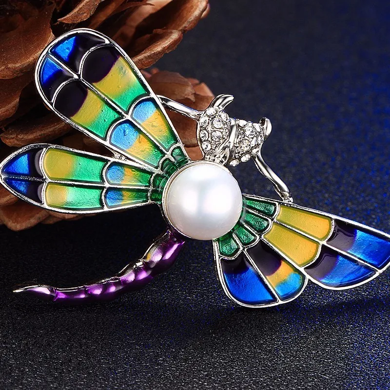 HENGSHENG натуральный Ювелирные изделия из жемчуга брошь Цвет ful Dragonfly Броши для Для