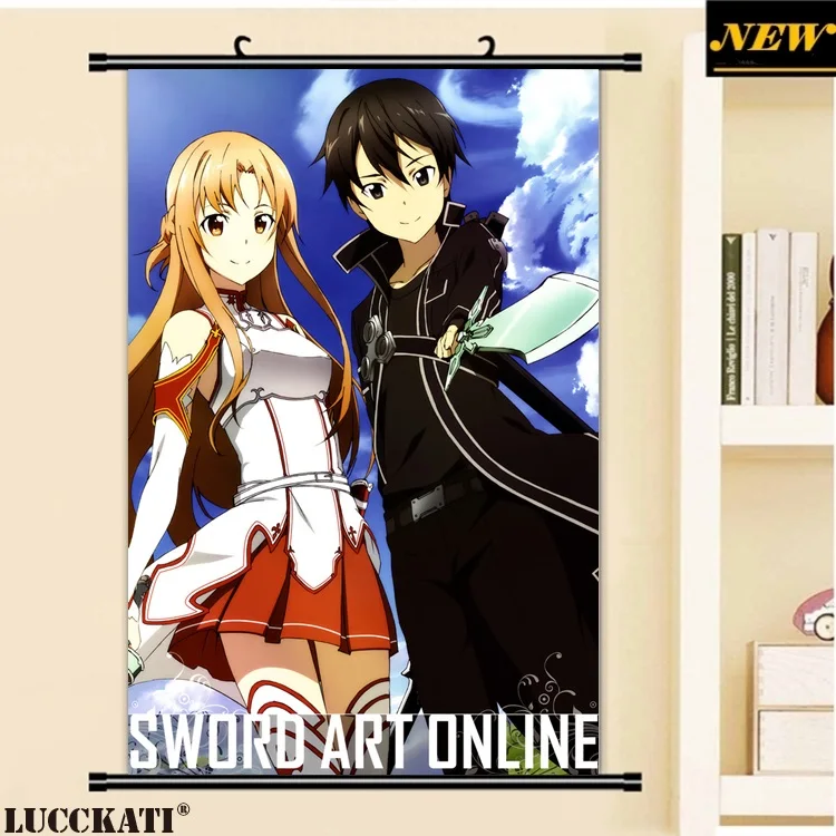 40X60 см Sword Art онлайн Sao Asuna Kazuto kirito, мультяшное художественное искусство, Настенная картина, прокрутка, холст, живопись, плакат - Цвет: D