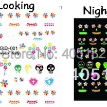 GID светящиеся в ночное время 20 листов/партия смешанные GID001-017 серии переводные наклейки для воды
