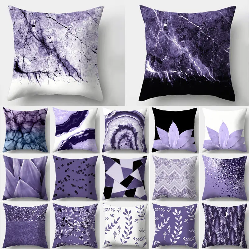 

Purple Geometric Decorative Cushion Cover Pillow Pillowcase Polyester 45*45 Throw Pillows Home Decor Pillowcover 40846