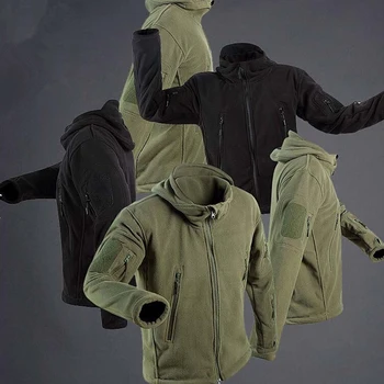 

Tactical Fleece Jacket Soft Shell Men Military Thermal Tactical Hunting Hiking Coats Outdoor Windproof Keep Warm Hoodie Jackets