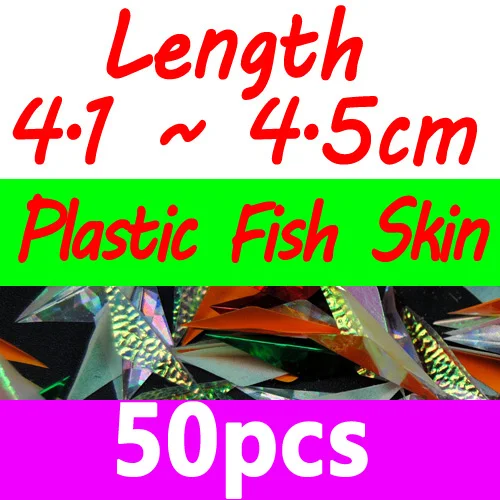 Bimoo 50 шт./пакет нарезана так, чтобы вы смогли Sabiki рыбьей кожи Пластик крылья сверкающих Цвет смешанные цвета для приманки буровая установка для изготовления Материал - Цвет: 50 plastic size 6