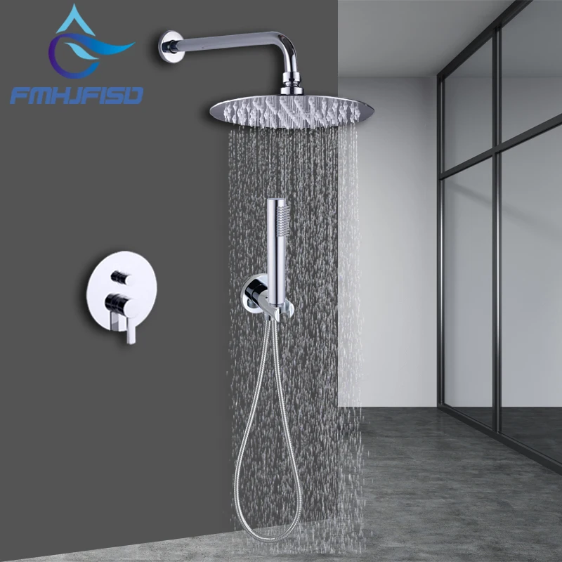 Euro Style Concealed Bath Shower Faucet Ultra Thin Stainless Steel