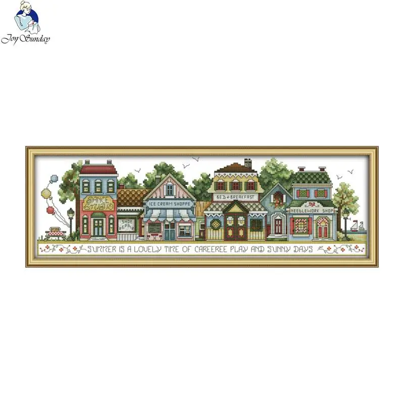 Joy Sunday Street views 6 DIY ручной работы DMC 14ct 11ct набор крестиков и точная распечатанная