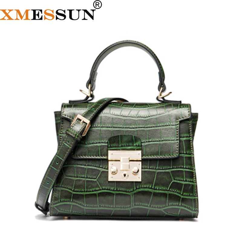 

XMESSUN Women's Genuine Leather Crocodile Pattern Handbag Snake Shoulder Crossbody Bags Female 2019 New Feminina Dropship H20