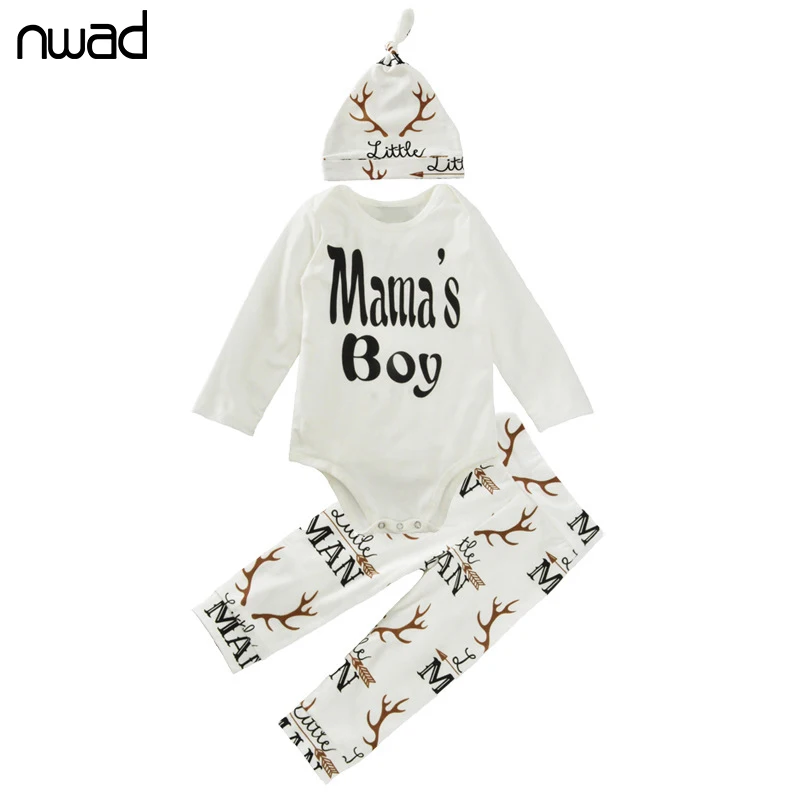 3PCS/Set Fashion Baby Boy White Clothes 2017 Cotton Newborn Baby
