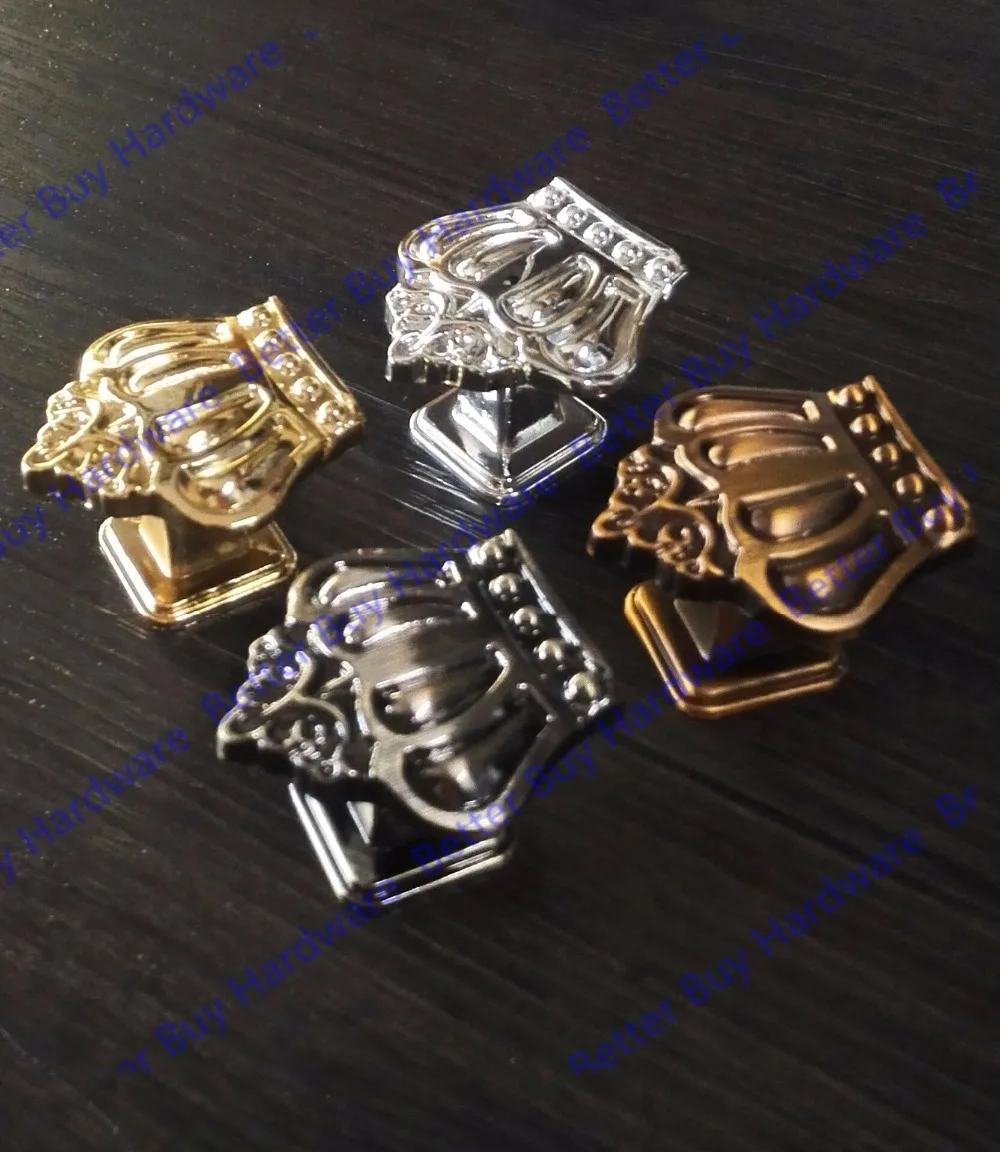 

35mm Brown/Bronze/Golden/Silver Crown Knobs Dresser Drawer Knobs Pulls Handles cabinet Knobs Decorative Furniture Knob