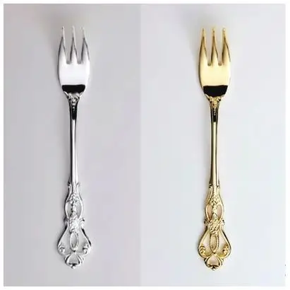 

Engraving classical elegant stainless steelgold/silver plated coffee/tea/dessert fork,cake fork luxurious&romantic