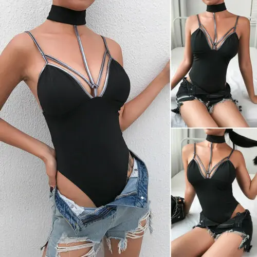 Summer Jumpsuits 2019 New Women Sexy Summer Black Sleeveless V-Neck Backless Bandage Jumpsuit Size S-L Summer Jumpsuits 2019 New Women Sexy Summer Black Sleeveless V-Neck Backless Bandage Jumpsuit Size S-L